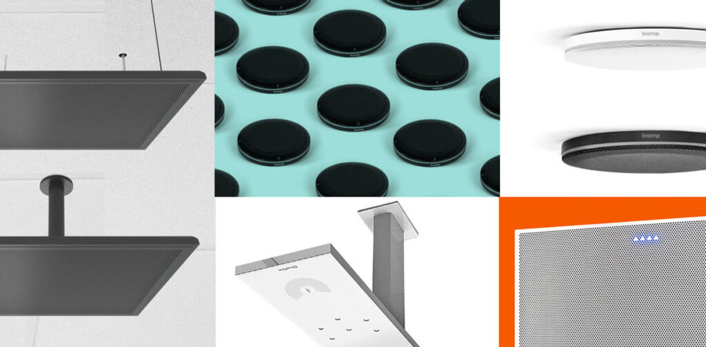 Beamforming ceiling microphones for meeting spaces