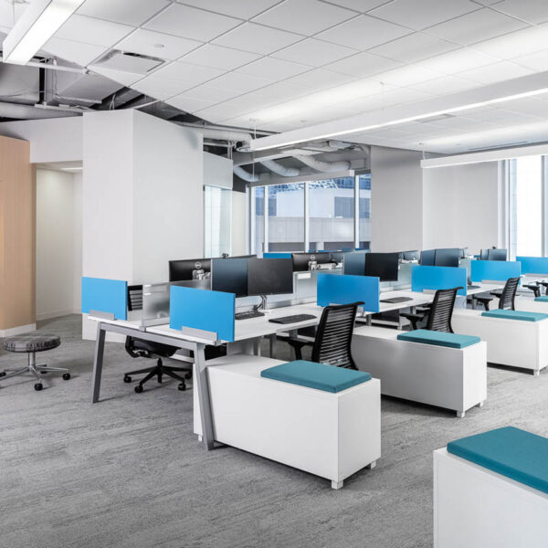 workstations with storage and privacy screens