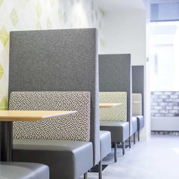 back to back booths in a breakroom